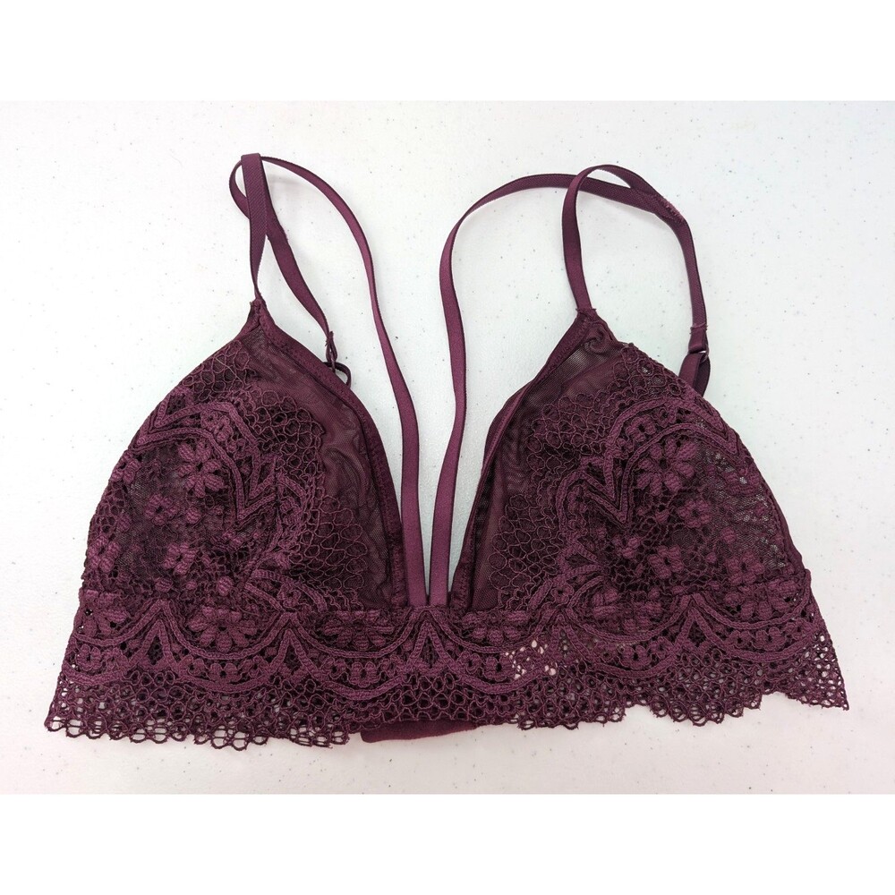 Victoria's Secret Bralette M Plum Purple Lace Unlined